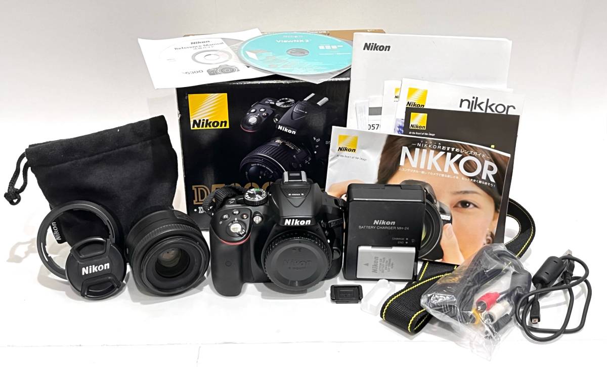 DRM-MIX-156★１円～中古品/現状品/通電確認済【Nikon ニコン】 ★カメラ D5300 18-55 VR II Kit ★レンズ AF-S NIKKOR 35mm F1.8G DX _画像1