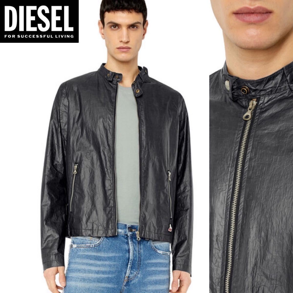 新品 未使用 タグ付き ★定価63,800円 DIESEL ディーゼル メンズ XSサイズ相当 ライダースジャケット バイカー ポリウレタンコーティング21_画像1