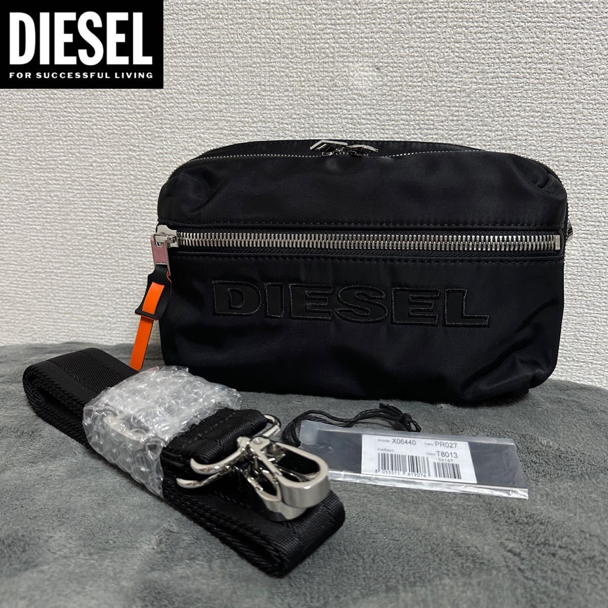 新品 未使用 タグ付き ★定価23,100円 DIESEL ディーゼル ロゴ 2way クロスボディバッグ ショルダーバッグ クラッチバッグ ブラック 16_画像1