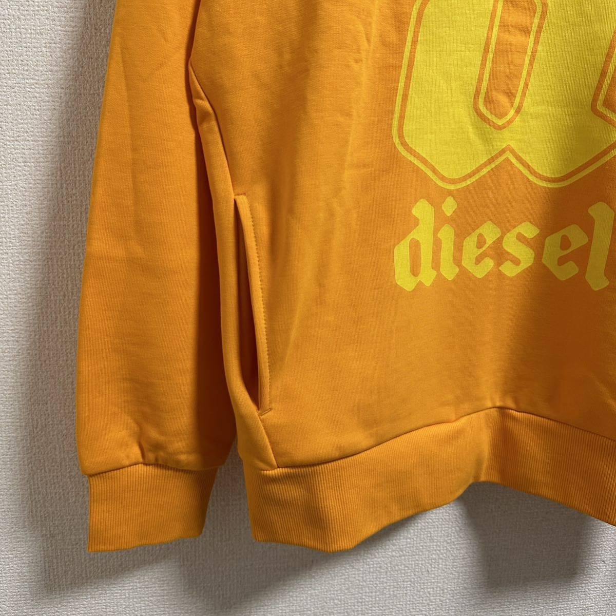 新品 未使用 タグ付き ★定価23,100円 DIESEL ディーゼル Sサイズ プリント パーカー スウェット プルオーバー オレンジ 21_画像5