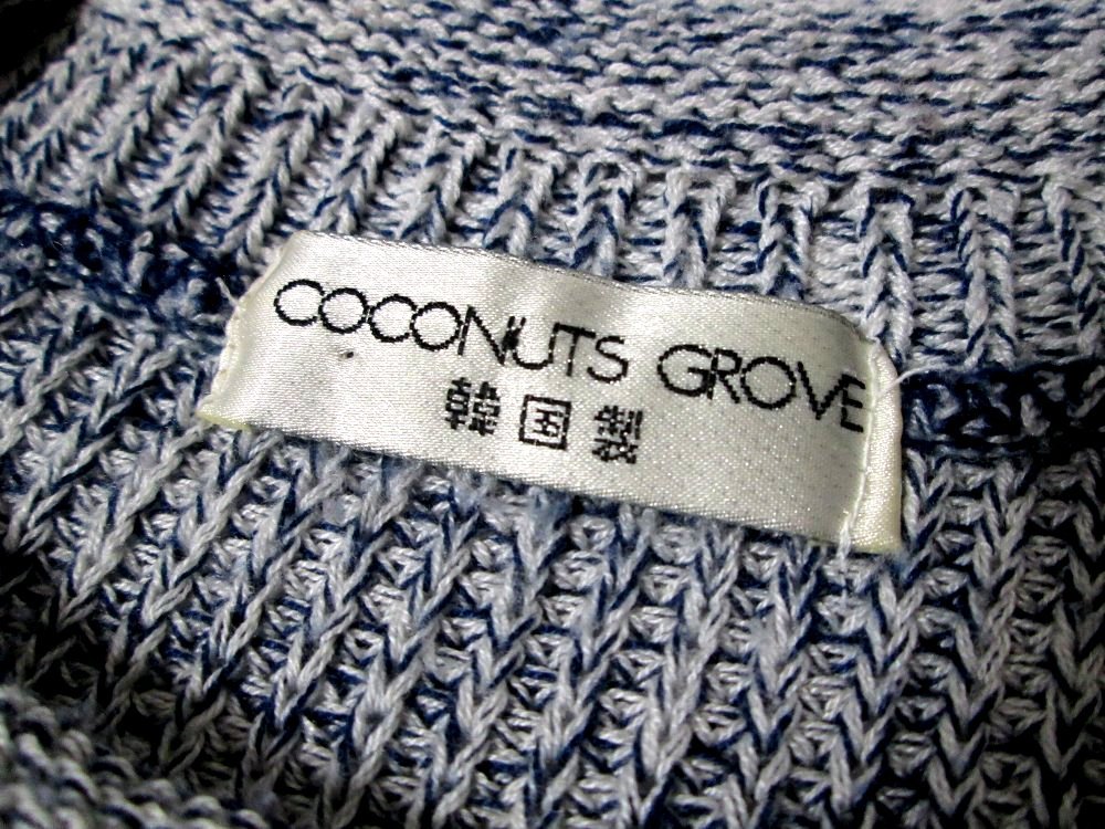 F【COCONUTS GROVE】グレー＆ネイビー・長袖・ニット・ロールカラー・セーター!・_画像4