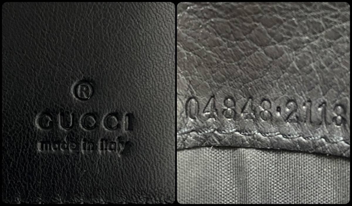 GUCCI グッチ 財布 二つ折り 折り畳み レザー 04848 黒 ブラック GUCCI グッチ 財布 二つ折り 折り畳み レザー 04848 黒 ブラック