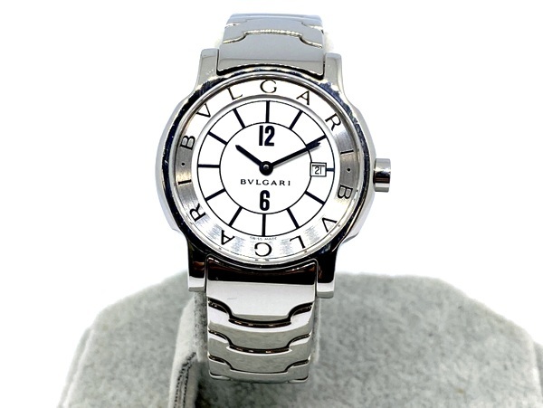 【即決/美品】 BVLGARI ブルガリ ソロテンポ レディースウォッチ クオーツ 腕時計 ST29S ホワイト文字盤