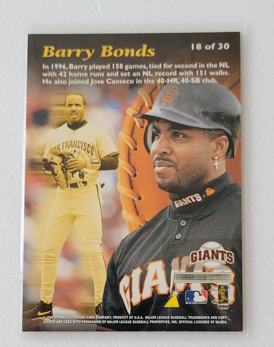 【バリー・ボンズ】　1997 Pinnacle Mint 【パラレル・Bronze】　#18 Barry Bonds_画像2