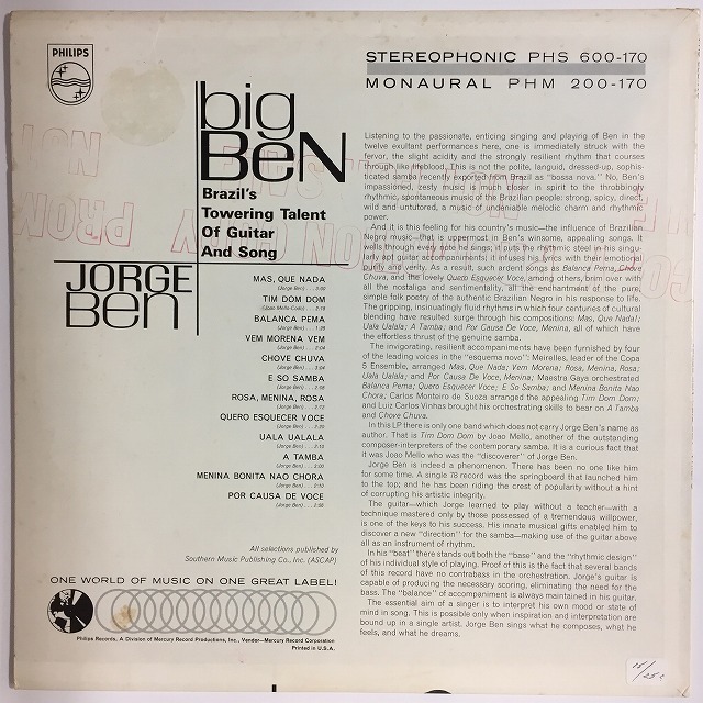JORGE BEN / BIG BEN (US-ORIGINAL)の画像2