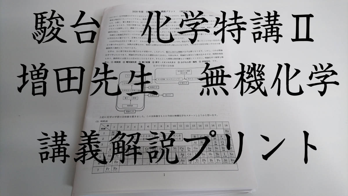 駿台　増田重治先生　20年夏期　化学特講Ⅱ講義解説プリント　駿台　鉄緑会　河合塾　東進　東大京大　Z会_画像1