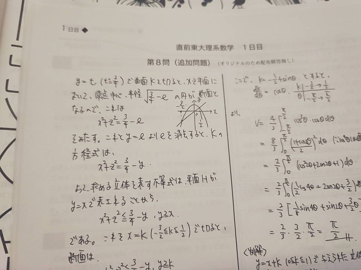 鉄緑会　高3理系数学　森嶋先生　直前東大理系数学　テキスト・補助冊子計8冊　フルセット　上位クラス　　河合塾　駿台　鉄緑会　Z会 東進