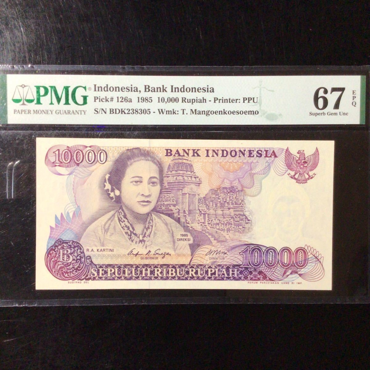 World Banknote Grading INDONESIA《Bank Indonesia》10000 Rupiah【1985】『PMG Grading Superb Gem Uncirculated 67 EPQ』