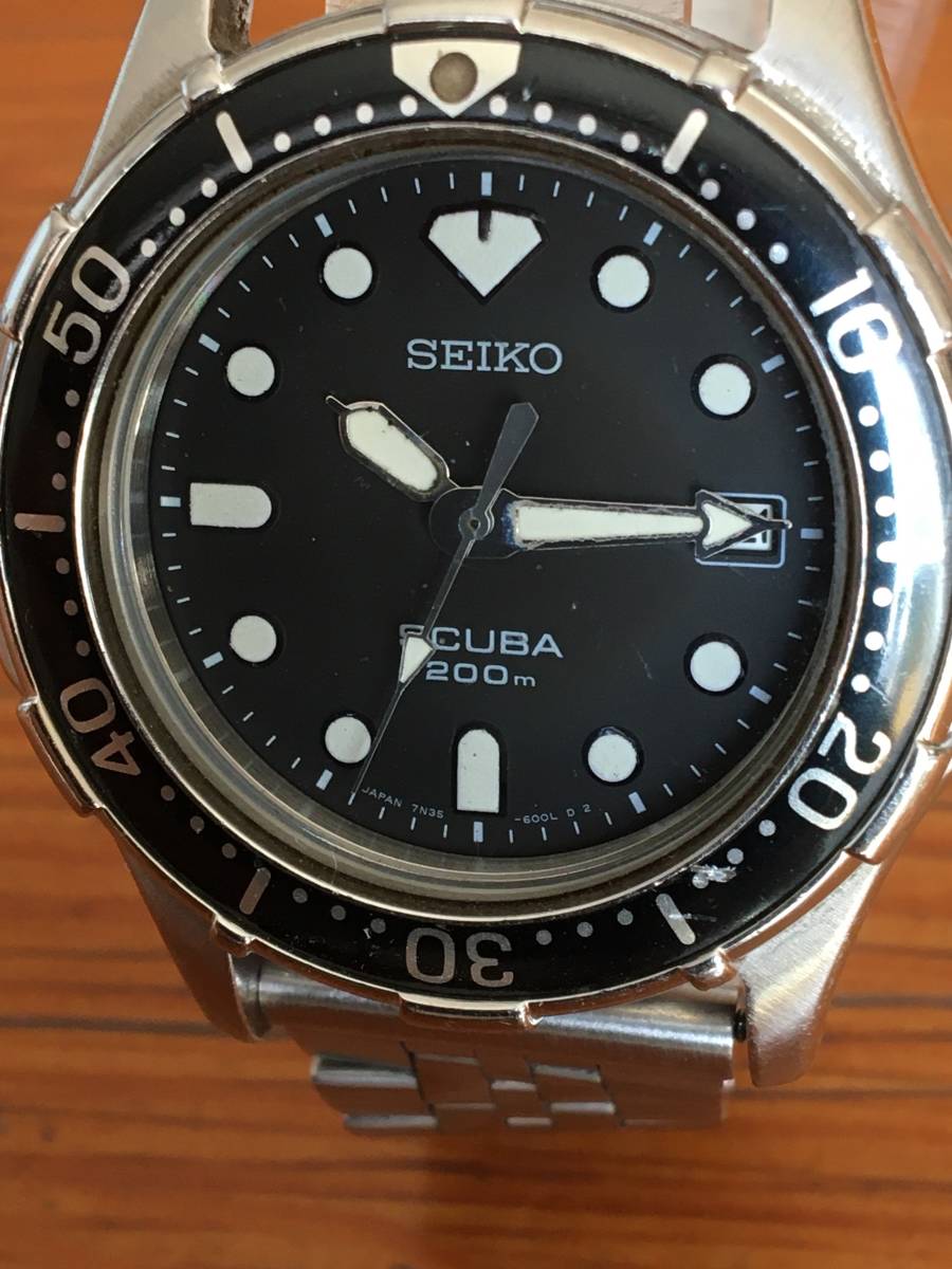 SEIKO SCUBA スキューバ 200m 7N35-600A ダイバー　稼働品_画像3