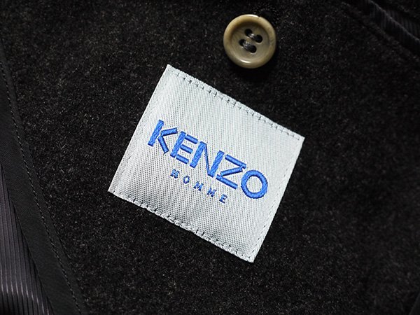 KENZO HOMME　ケンゾーオム　カシミヤ混　ウールコート　正規品　ケンゾー　スタンドカラー　フラノ　ロングコート　コート_画像2