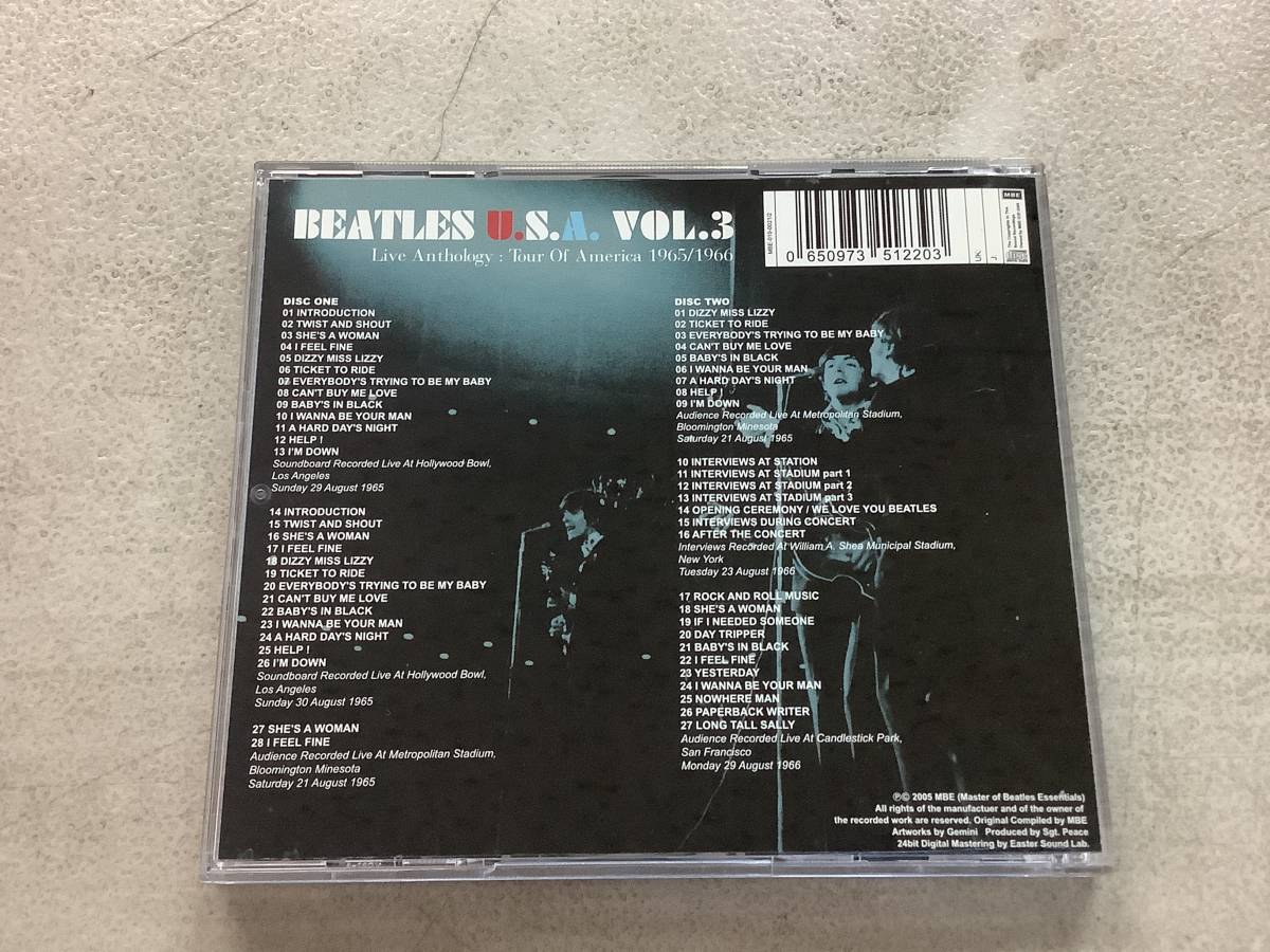 p689 CD THE BEATLES U.S.A Vol.3 Live Anthology Tour Of America 1965/1966 CD ザ・ビートルズ 2枚組 MBE-010-0021/2　　2Ac7_画像2