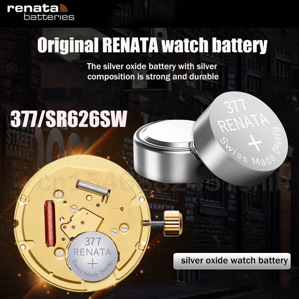 スイス製　レナータ レナタ 377 renata RENATA バッテリー ボタン電池 SR626 SW AG４ LR626 1.55v 酸化銀時計電池 水銀ゼロ renata377X 1個_画像3