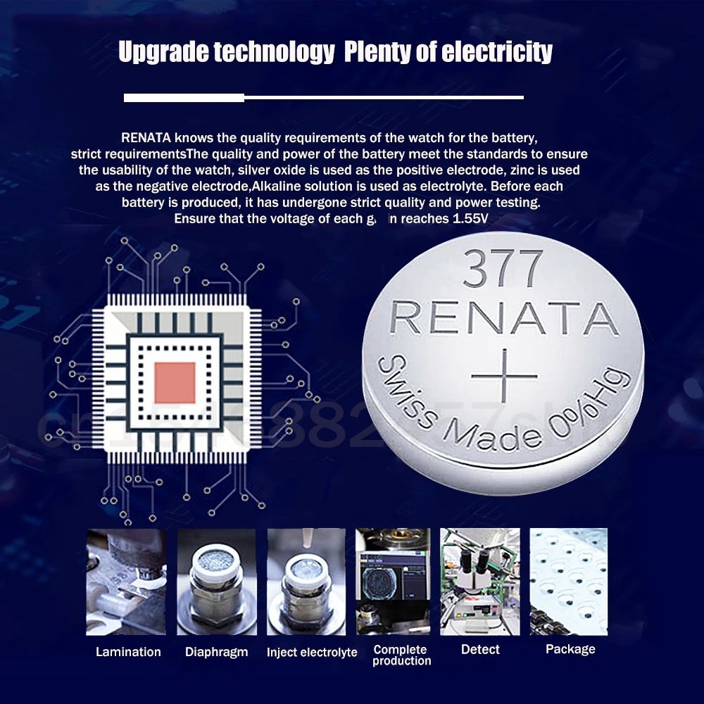 スイス製 レナータ レナタ 377 スイス製 renata RENATA バッテリー ボタン電池 SR626 SW AG４ LR626 1.55v 酸化銀時計電池 Renata377-2_画像6