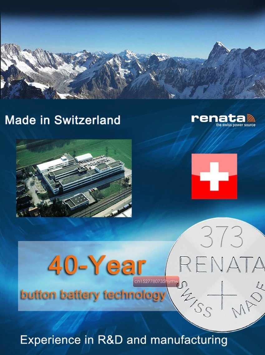 スイス製 レナータ レナタ 377 renata RENATA バッテリー ボタン電池 SR626 SW AG４ LR626 1.55v 酸化銀時計電池 水銀ゼロ renata377X 3個の画像9