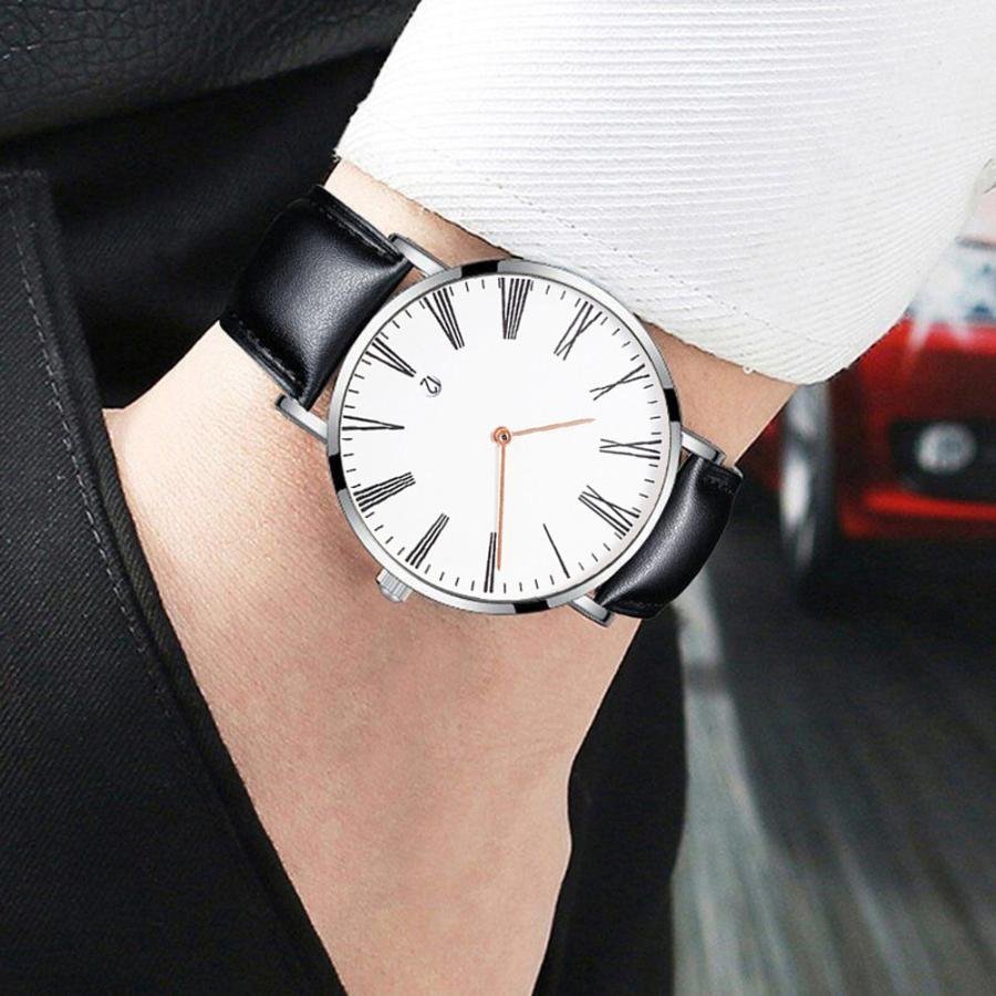  【送料当社負担】腕時計 アナログ クォーツ ウォッチ ビジネス シンプル 紳士 メンズ 高級腕時計 カレンダー Bsn-M-A【 1. ブラック系 】_画像5