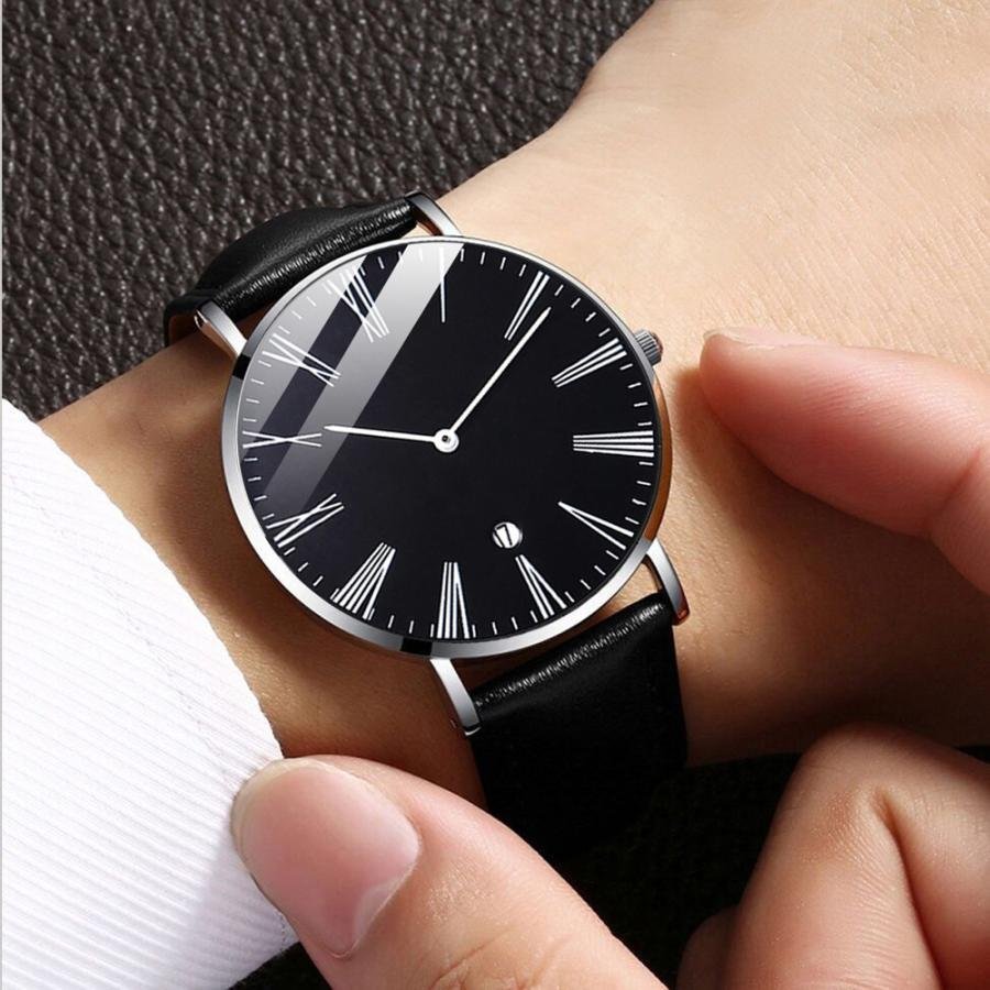  【送料当社負担】腕時計 アナログ クォーツ ウォッチ ビジネス シンプル 紳士 メンズ 高級腕時計 カレンダー Bsn-M-A【 1. ブラック系 】_画像6