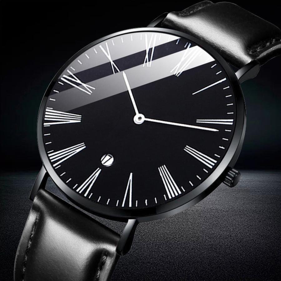  【送料当社負担】腕時計 アナログ クォーツ ウォッチ ビジネス シンプル 紳士 メンズ 高級腕時計 カレンダー Bsn-M-A【 1. ブラック系 】_画像10