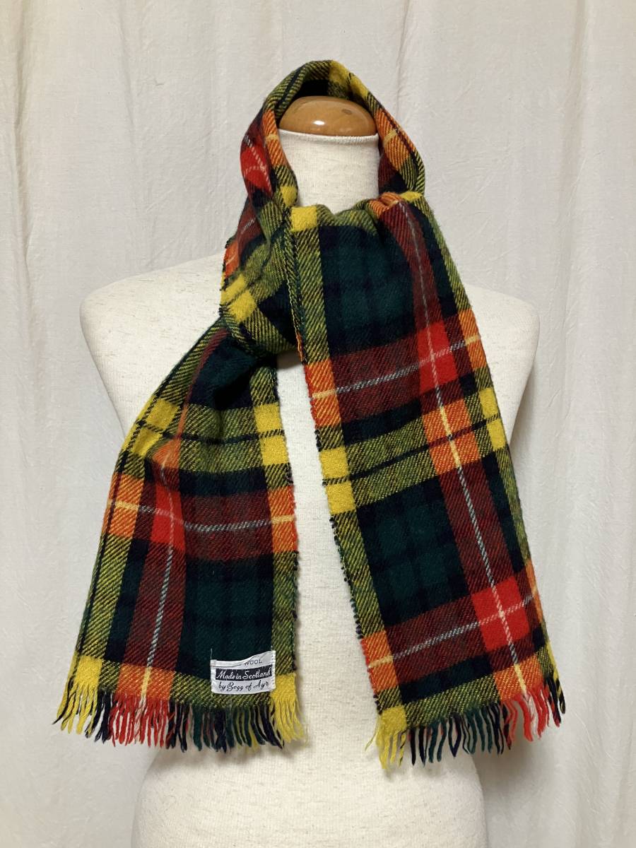 Begg of Ayr Made in Scotland ベグオブエア タータンチェック柄 マフラー 中古品 スコットランド製 _画像1