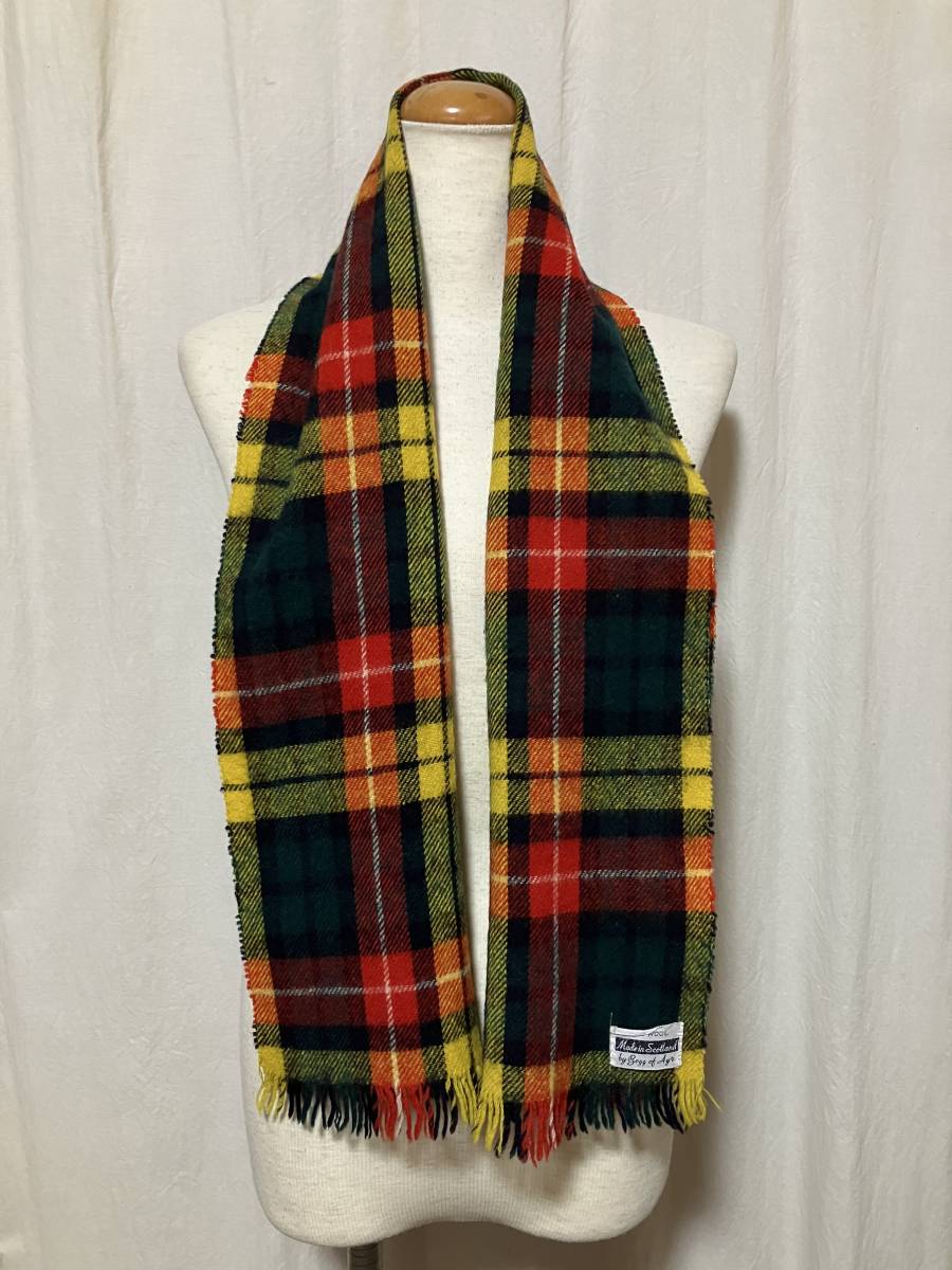 Begg of Ayr Made in Scotland ベグオブエア タータンチェック柄 マフラー 中古品 スコットランド製 _画像2