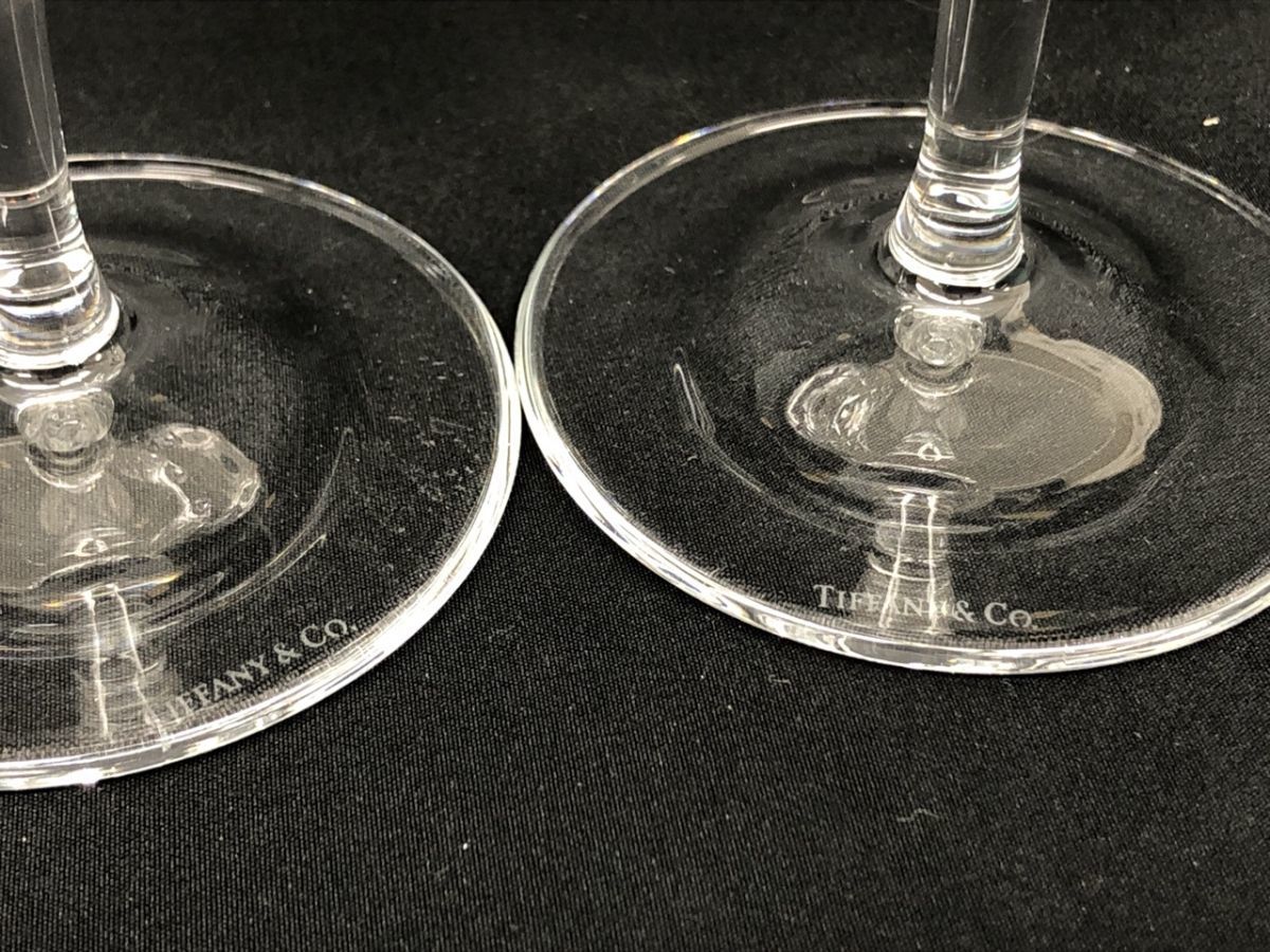 1004-027S⑦4637　グラス Tiffany&Co. ティファニー フローレット シャンパングラス ワイングラス セット ペア クリスタル まとめ 箱付き_画像5