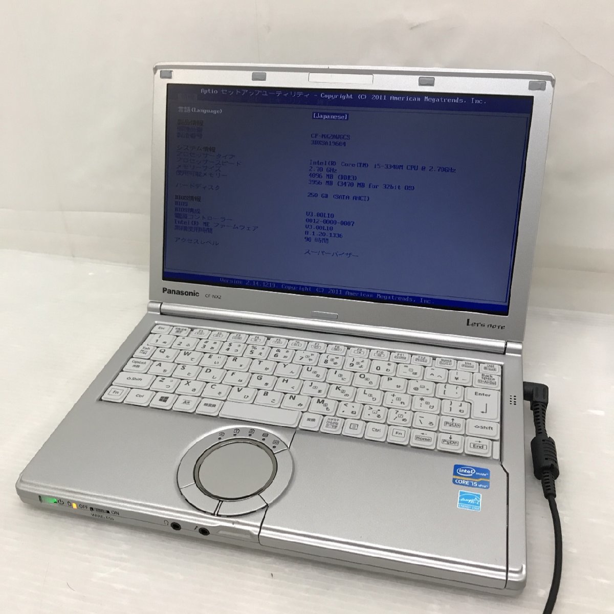 1円～【ジャンク】Panasonic Let'snote CF-NX2 CF-NX2AWGCS Core i5-3340M 4GB HDD250GB 12インチ T009056【訳あり】_画像1