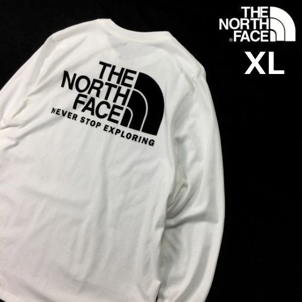 1円～!売切!【正規新品】THE NORTH FACE LONG SLEEVE THROWBACK TEE 長袖 Tシャツ ロンT US限定 ビッグロゴ 登山 男女兼用(XL)白180902-15_画像3