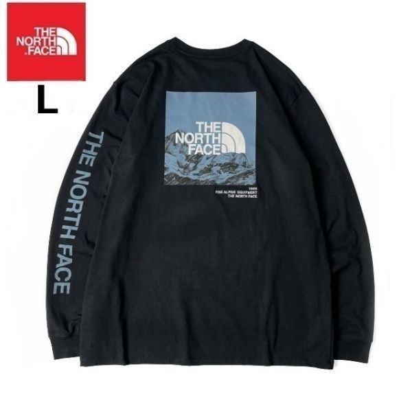 1円～!売切!【正規新品】THE NORTH FACE◆L/S LOGO PLAY 長袖 Tシャツ ロンT US限定 袖ロゴ ヒマラヤ 落描き風 男女兼用(L)黒 180902-20_画像3