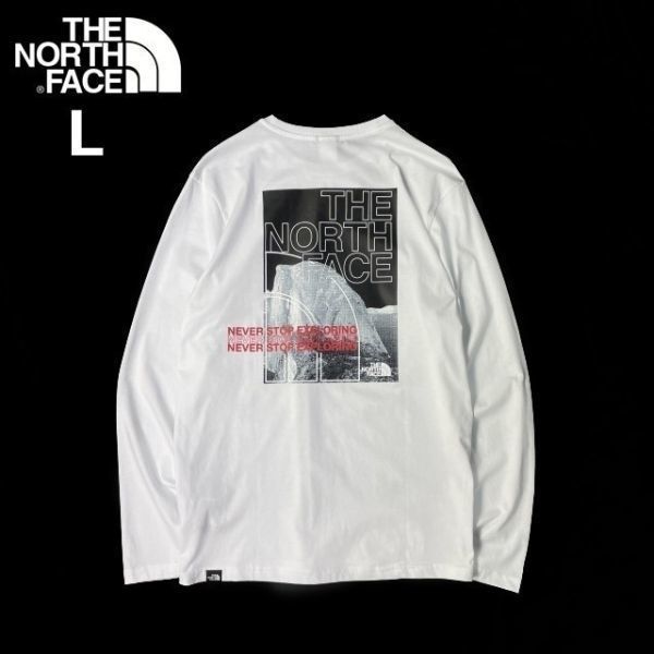 1円～!売切!【正規新品】THE NORTH FACE◆DOME BACK GRAPHIC L/S 長袖 Tシャツ ロンT US限定 グラフィック 男女兼用 登山(L)白 180902-20_画像1