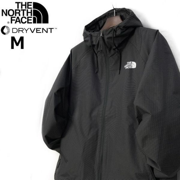 1円～!売切!【正規新品】THE NORTH FACE◆NOVELTY TNF RAIN HOODIE マウンテンパーカー US限定 2023最新 撥水(M)黒 ボーダー柄 180915-65_画像3