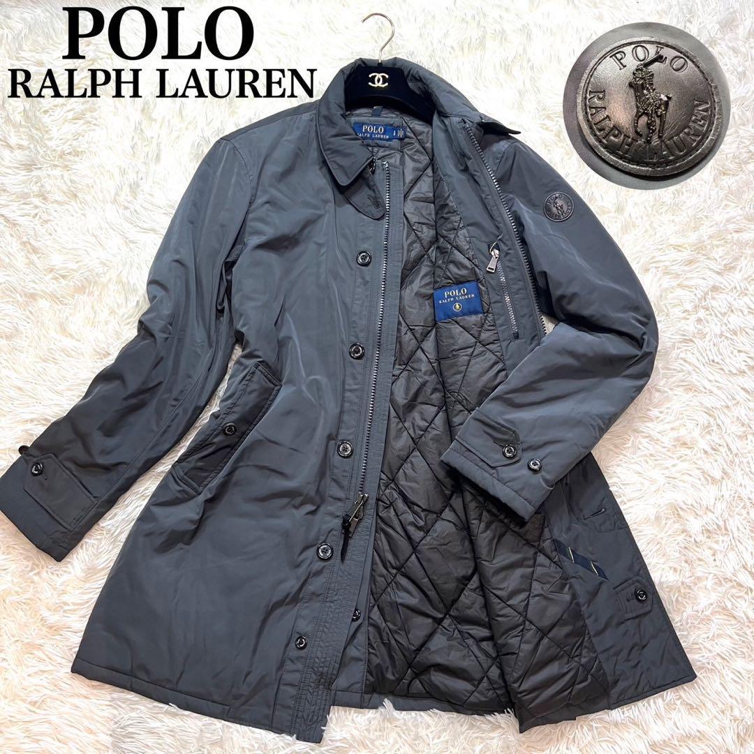 美品☆ポロ ラルフローレン　POLO RALPH LAUREN 裏地キルティング ステンカラー コート　グレー_画像3