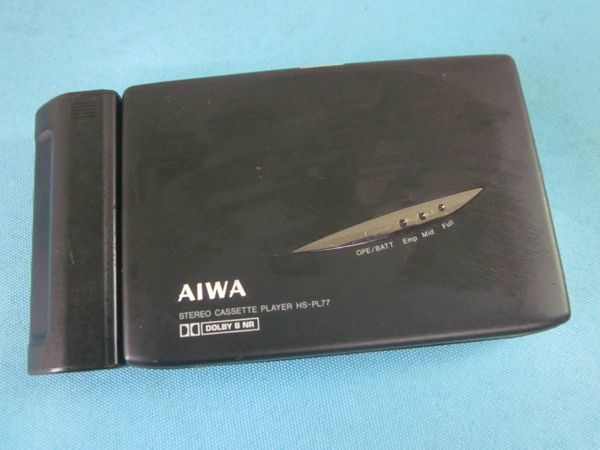 希少 AIWA ポータブル カセットプレーヤー HS-PL77 電池ケース付★ジャンク