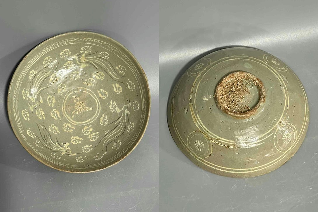 ◆羽彰・古美術◆A663朝鮮珍品旧蔵 朝鮮美術 高麗磁 朝鮮古陶磁器 古高麗 李朝 高麗青磁鳳凰碗