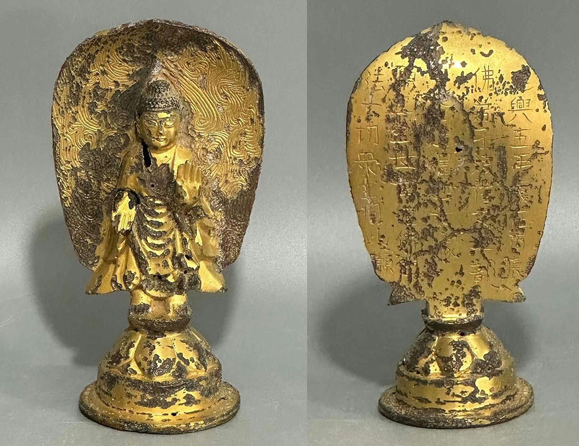 ◆羽彰・古美術◆A238朝鮮古仏 仏教古美術 古高麗 高麗銅塗金仏 高麗古仏 時代物 骨董品