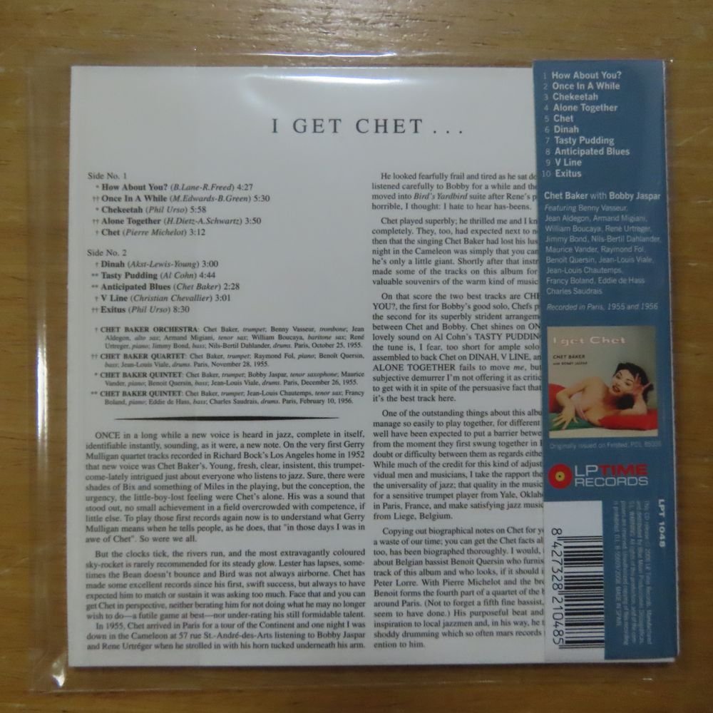 8427328210485;【24bitリマスター/CD】CHET BAKER WITH BOBBY JASPAR / I GET CHET(紙ジャケット仕様)　LPT-1048_画像2