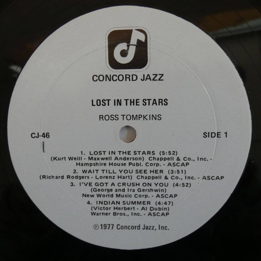 46049472;【US盤/CONCORD JAZZ】Ross Tompkins / Lost In The Stars_画像3