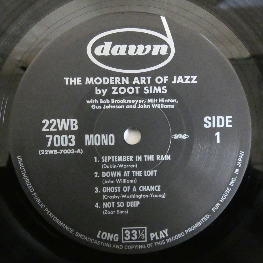 47038114;【国内盤/MONO】Zoot Sims / The Modern Art Of Jazz_画像3
