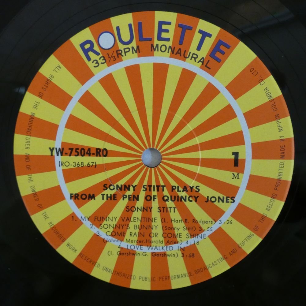 46050849;【国内盤/ROULETTE/MONO】Sonny Stitt / Plays from the Pen of Quincy Jones_画像3
