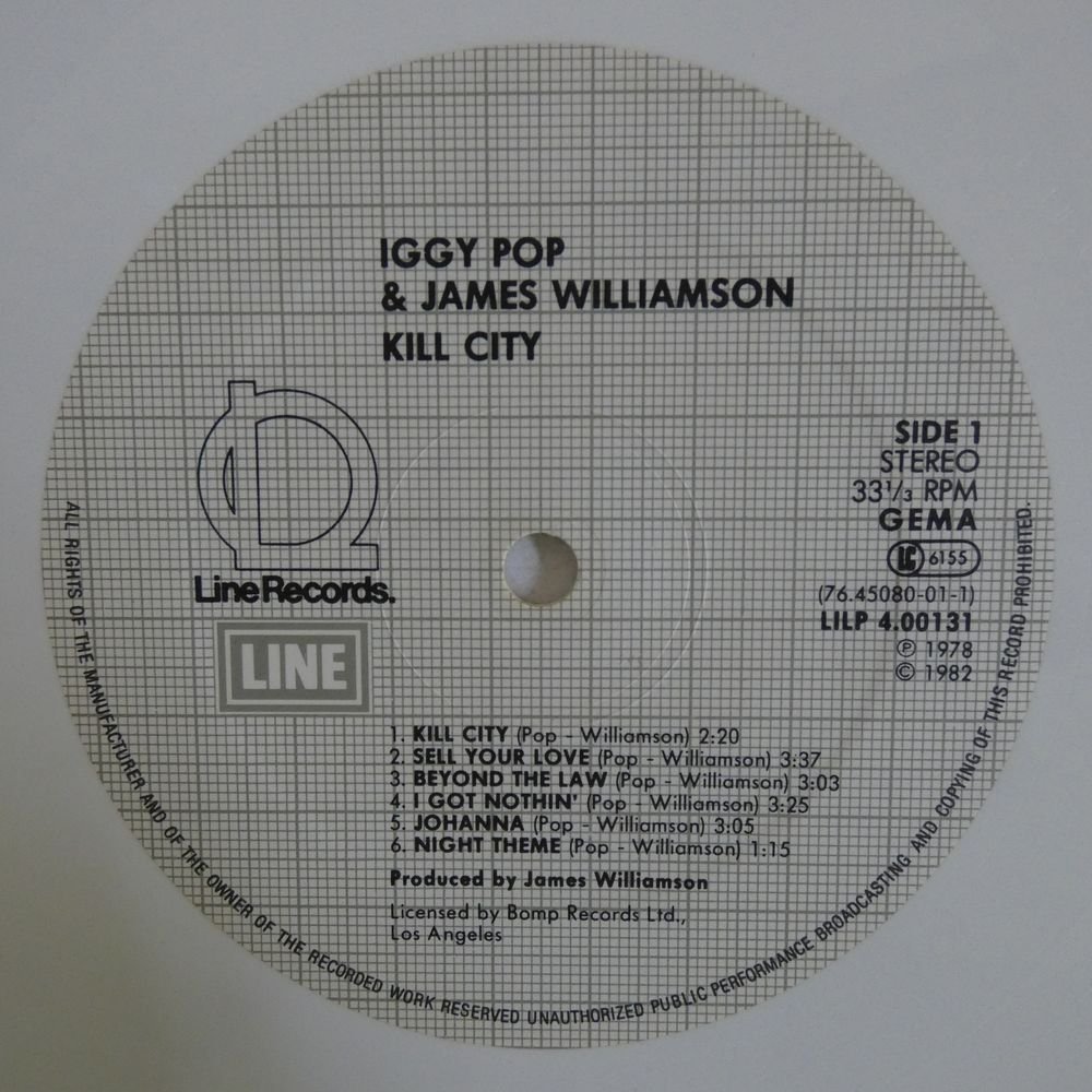 46051109;【Germany盤/WhiteVinyl】Iggy Pop & James Williamson / Kill City_画像3