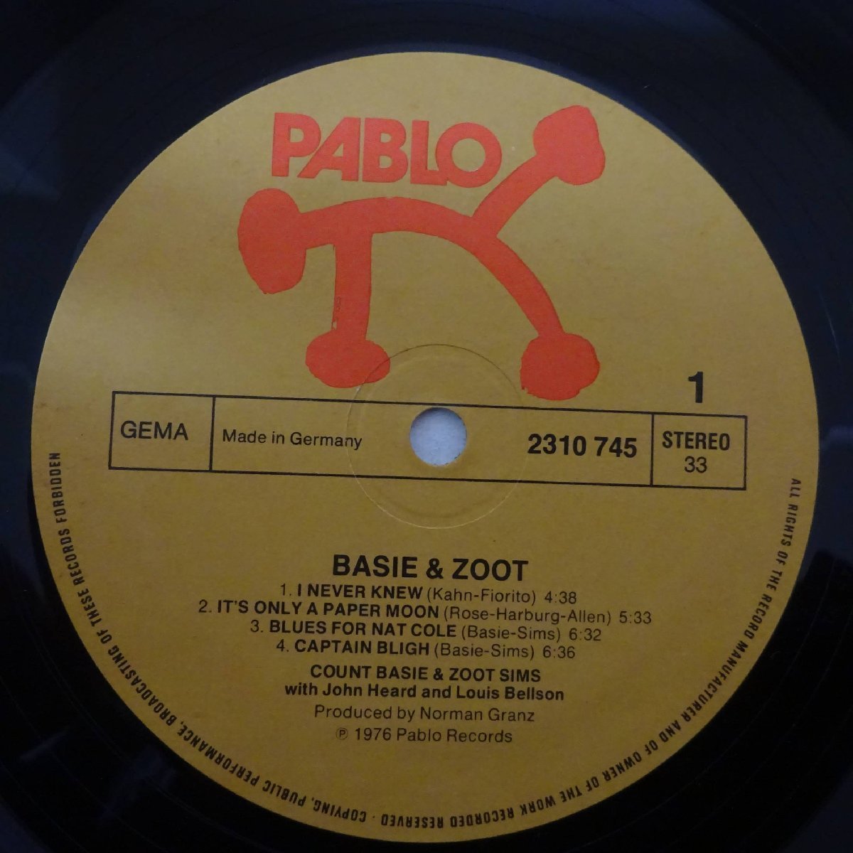 10015470;【Germany盤/コーティング/Pablo】Count Basie & Zoot Sims / Basie & Zoot_画像3