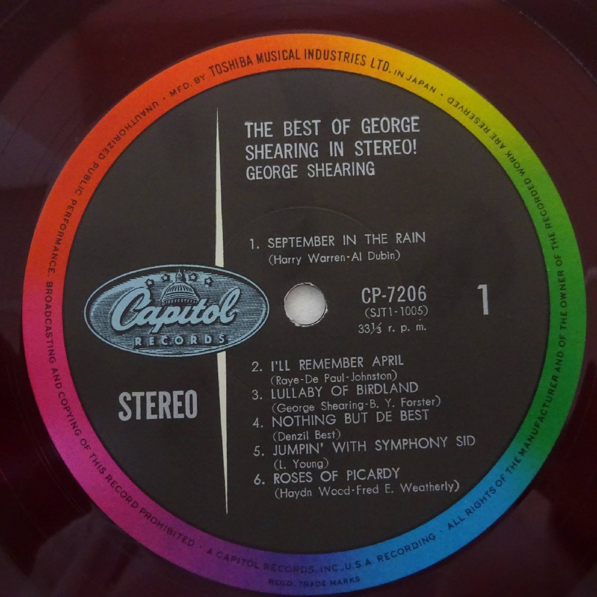 14025550;【帯付/Capitol/ペラジャケ/東芝赤盤】George Shearing / The Best Of George Shearing In Stereo!_画像3