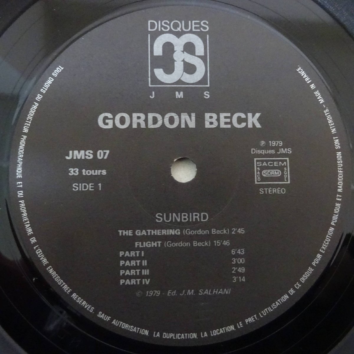 11175275;【France盤/Disques JMS】Gordon Beck / Sunbird_画像3