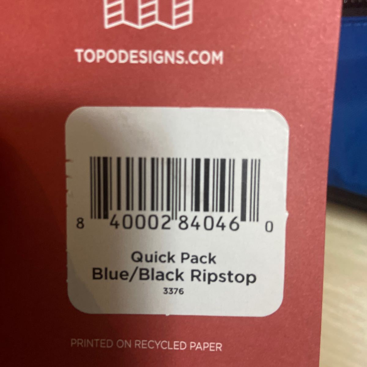TOPO DESIGNS QUICK PACK BLUE/BLACK RIPSTOP 新品_画像2