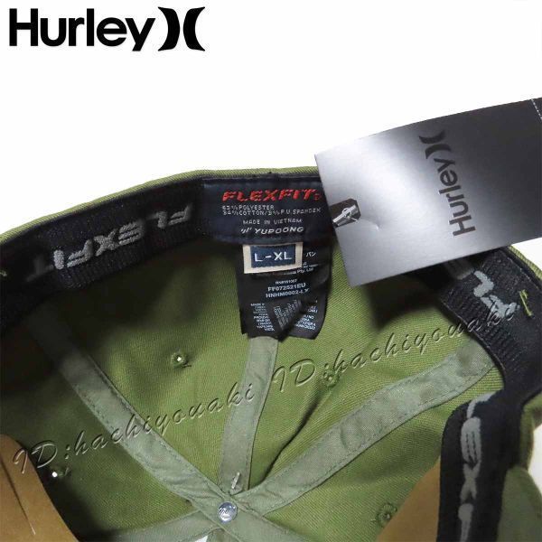 Hurley 新品 ハーレー One&Only 刺繍ロゴ FLEXFIT Black キャップ メンズ オリーブ サイズ L-XL One Only カーキ 帽子_画像7