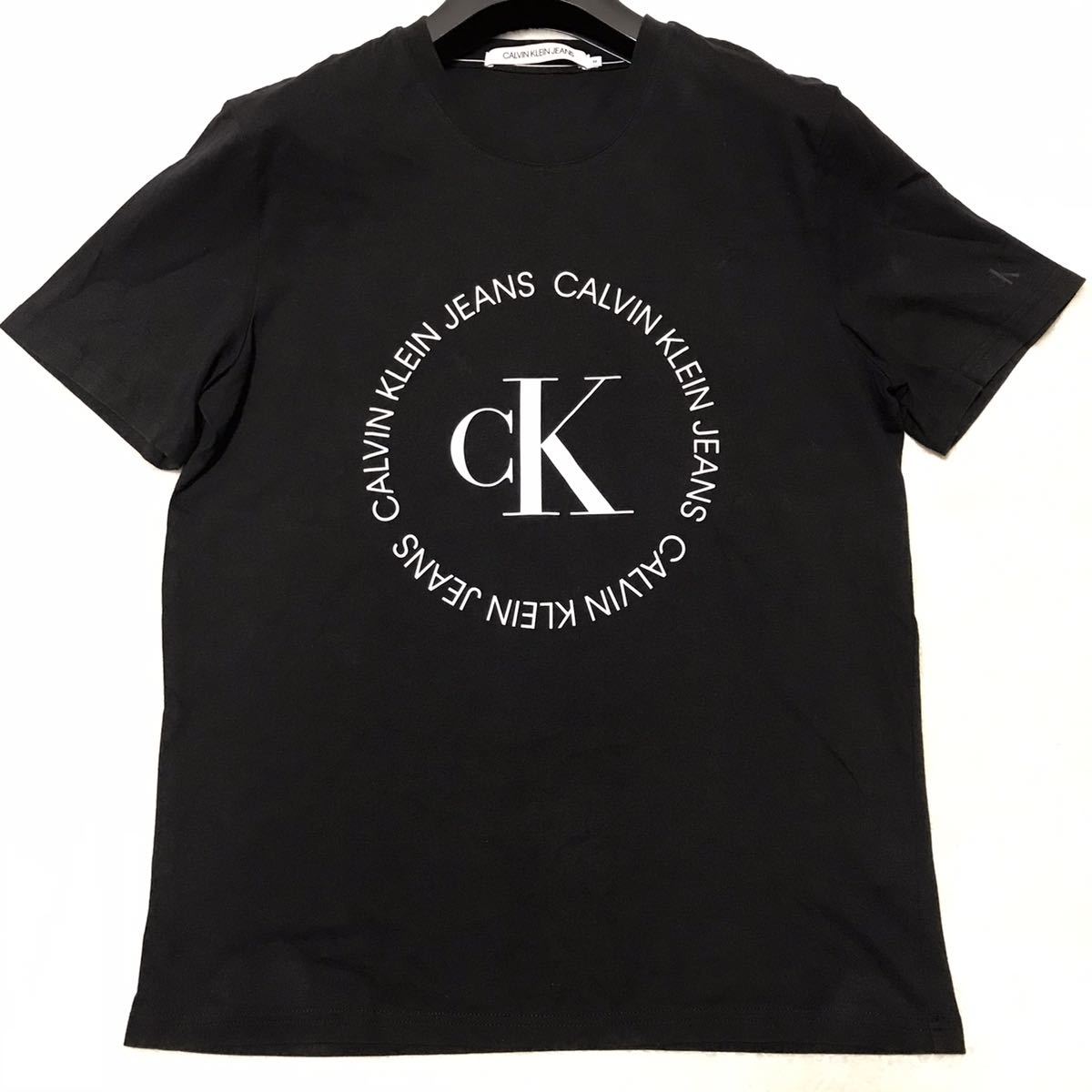 Calvin klein Jeans カルバンクラインジーンズ ロゴプリントTシャツ M〜L ブラック 黒 半袖 CK メンズ トップス_画像2