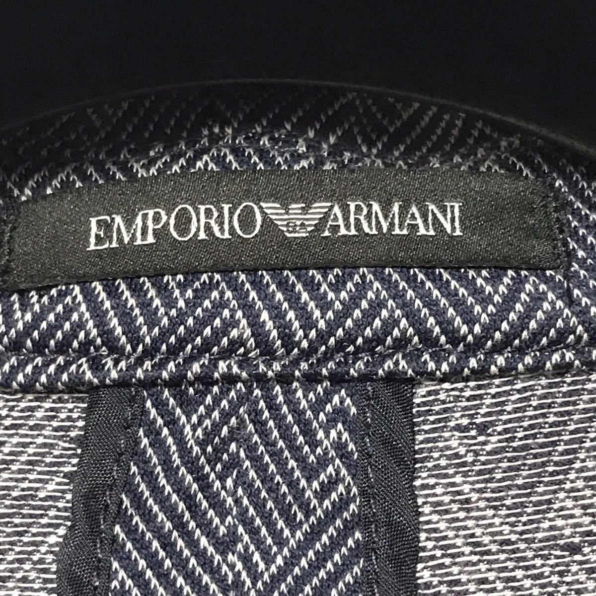 超美品●XL エンポリオアルマーニ テーラードジャケット アンコンジャケット EMPORIO ARMANI 最高級ライン 黒タグ ブレザー 紺 総柄_画像9