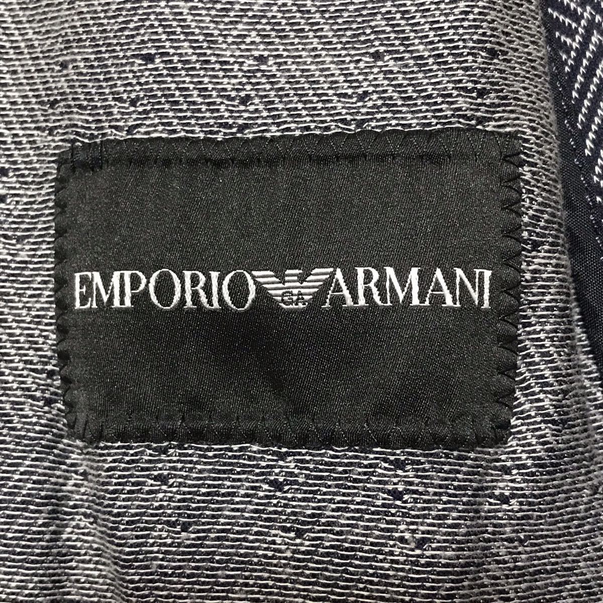 超美品●XL エンポリオアルマーニ テーラードジャケット アンコンジャケット EMPORIO ARMANI 最高級ライン 黒タグ ブレザー 紺 総柄_画像8