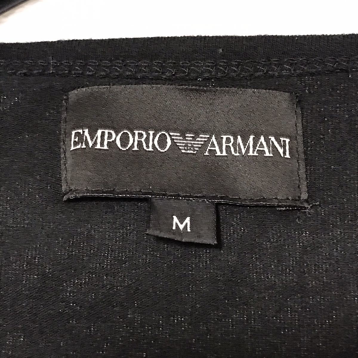 EMPORIO ARMANI エンポリオアルマーニ 長袖Tシャツ ロンT トップス カットソー ブラック メンズ 背面ロゴ 袖ロゴ M_画像7
