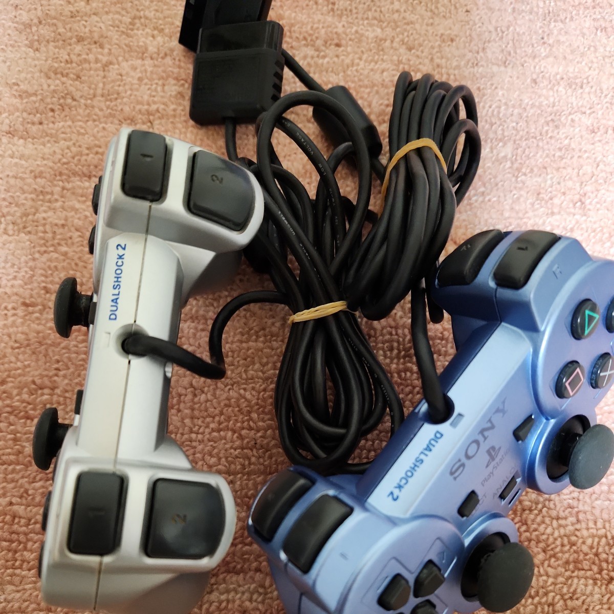 PS2 コントローラー デュアルショック２ ２個セット シルバーとアクアブルー 中古品 ブルーは動作不良品 DUALSHOCK ソニー SONY SCPH 10010_画像5