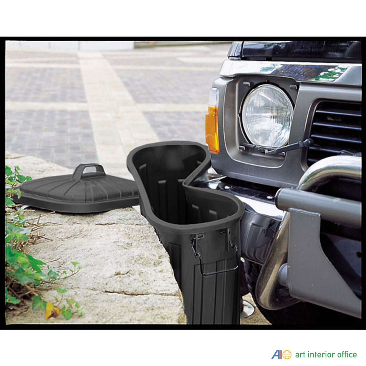 pail can 60L super can dumpster waste basket large made in Japan cover attaching stylish Army black AZLFS937BK
