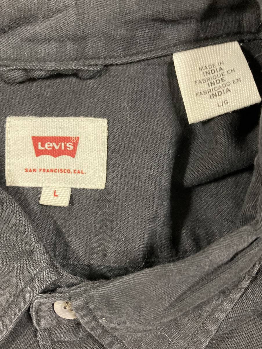  S-536 \500即決セール USA輸入本場アメリカンカジュアル古着 Levi's 黒 長袖シャツ L (US-FIT)の画像4
